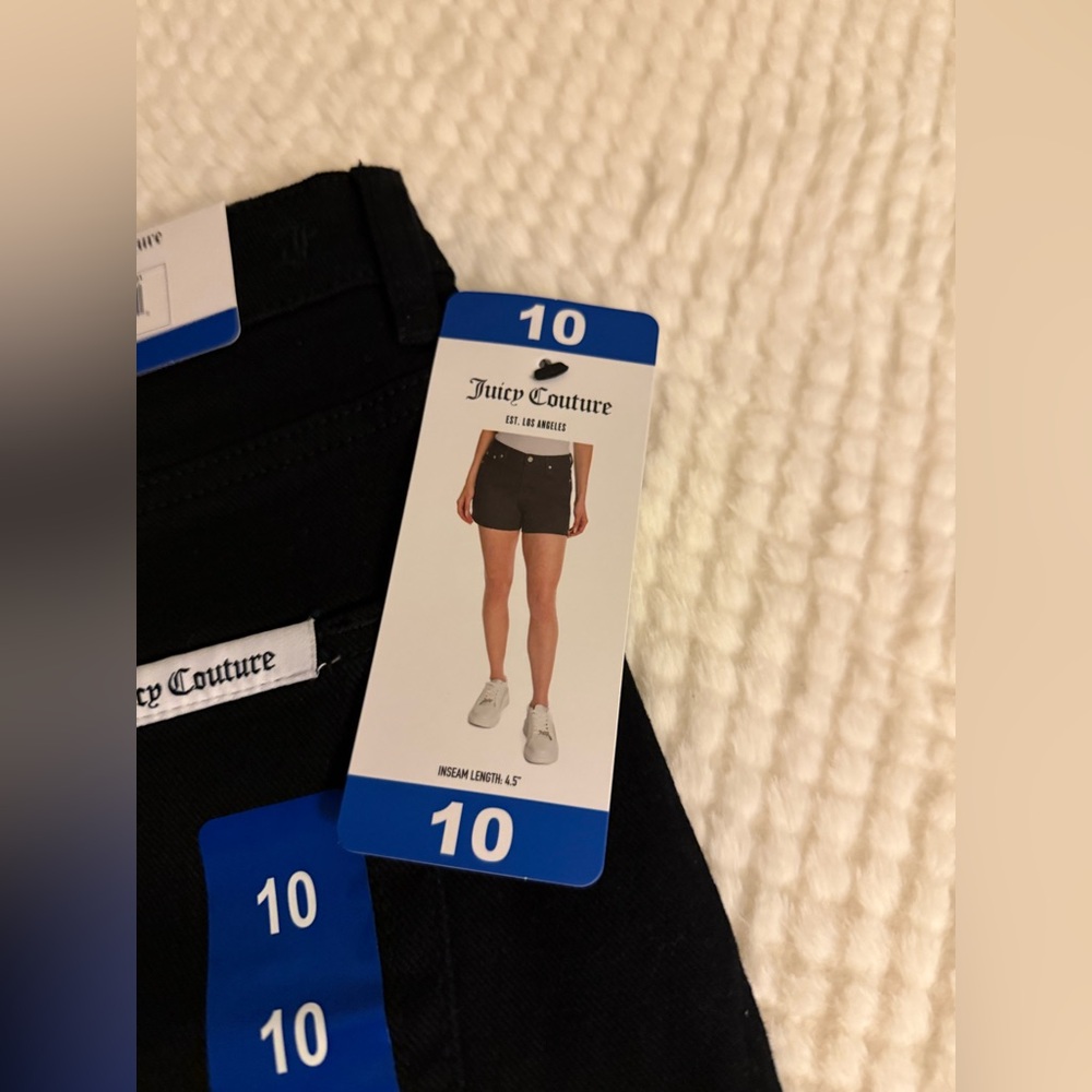 Juicy Couture Black Denim Jean Shorts 4.5” Inseam Size 10 - Picture 3 of 4
